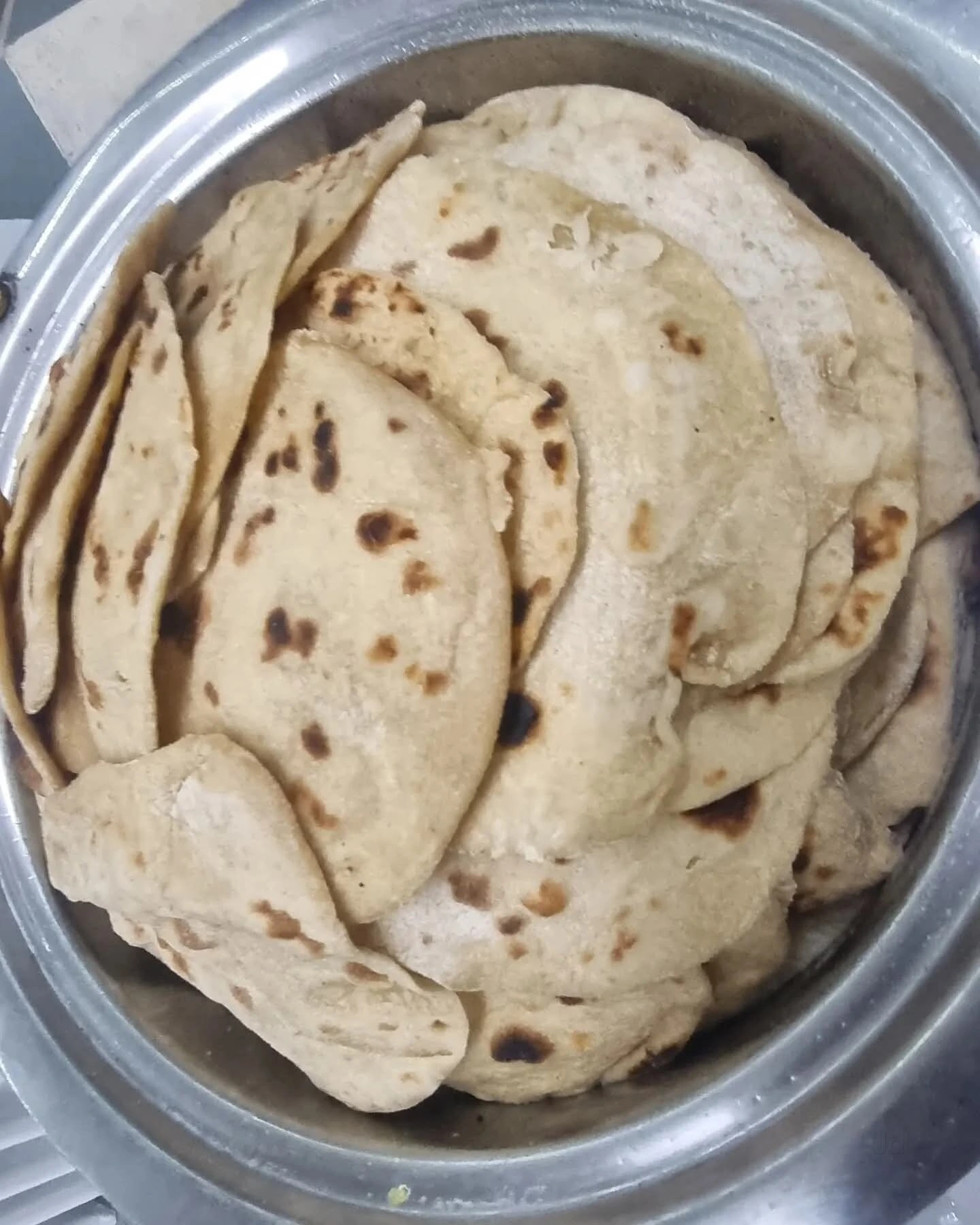 Fresh Indian breads prepared for service